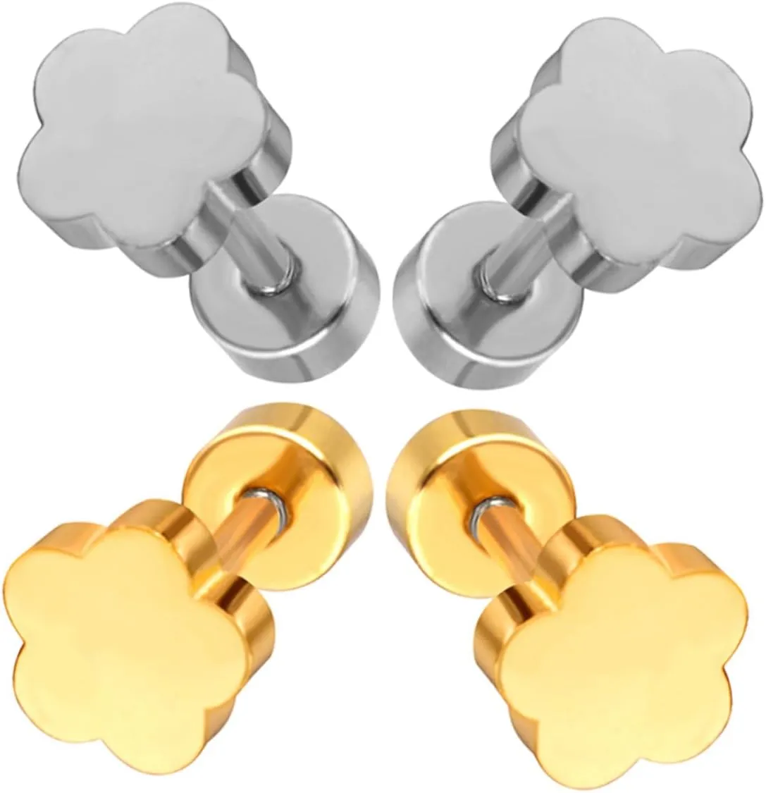Elegant Flower Ear Studs Lightweight Minimalist Earrings for Women Screw Back Metal Studs for Daily or Special Occasions