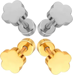 Elegant Flower Ear Studs Lightweight Minimalist Earrings for Women Screw Back Metal Studs for Daily or Special Occasions