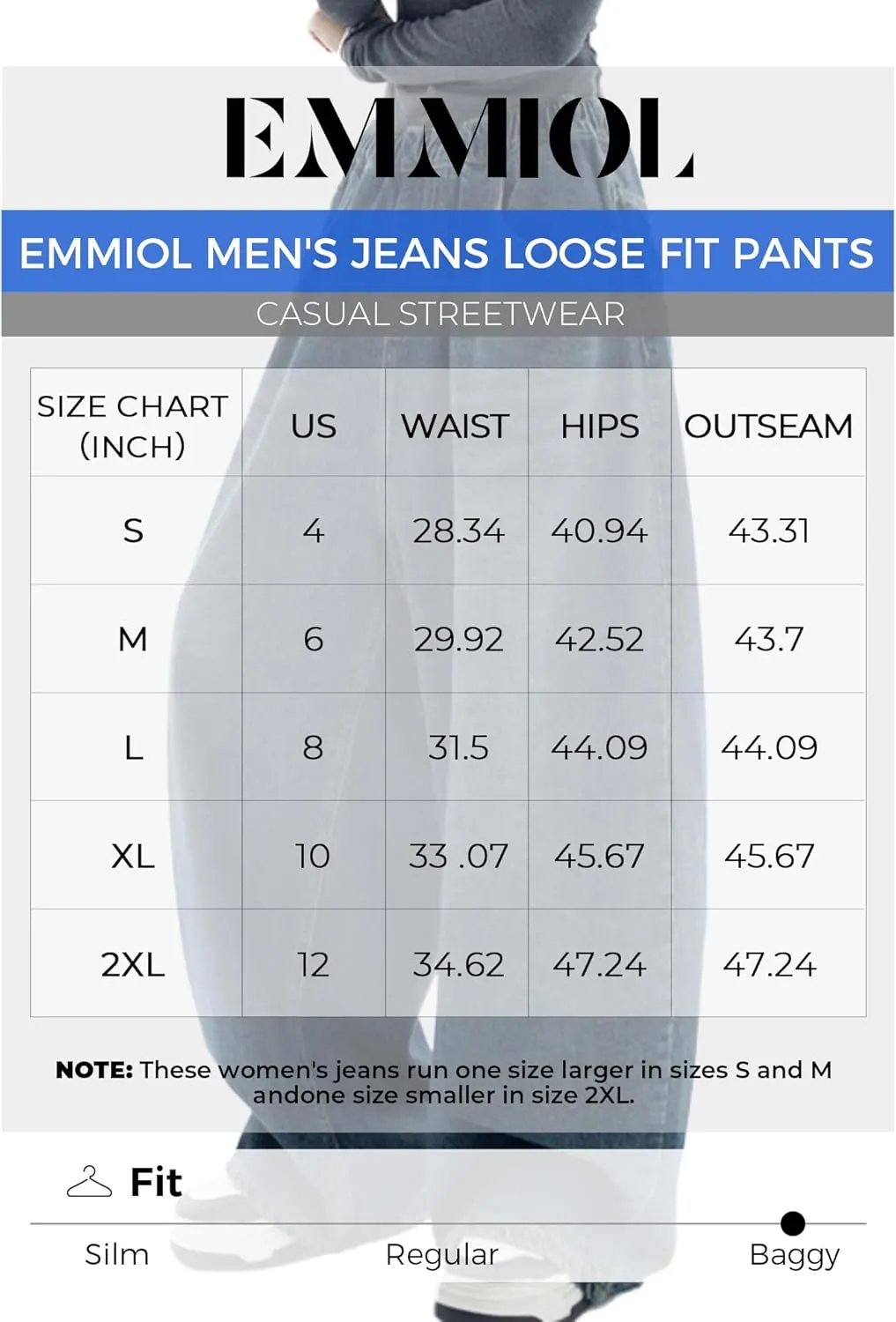 EMMIOL Baggy Boyfriend Jeans Dark Wash Vintage Pants Women's Y2K Street Fashion Wide Leg Denim Pants