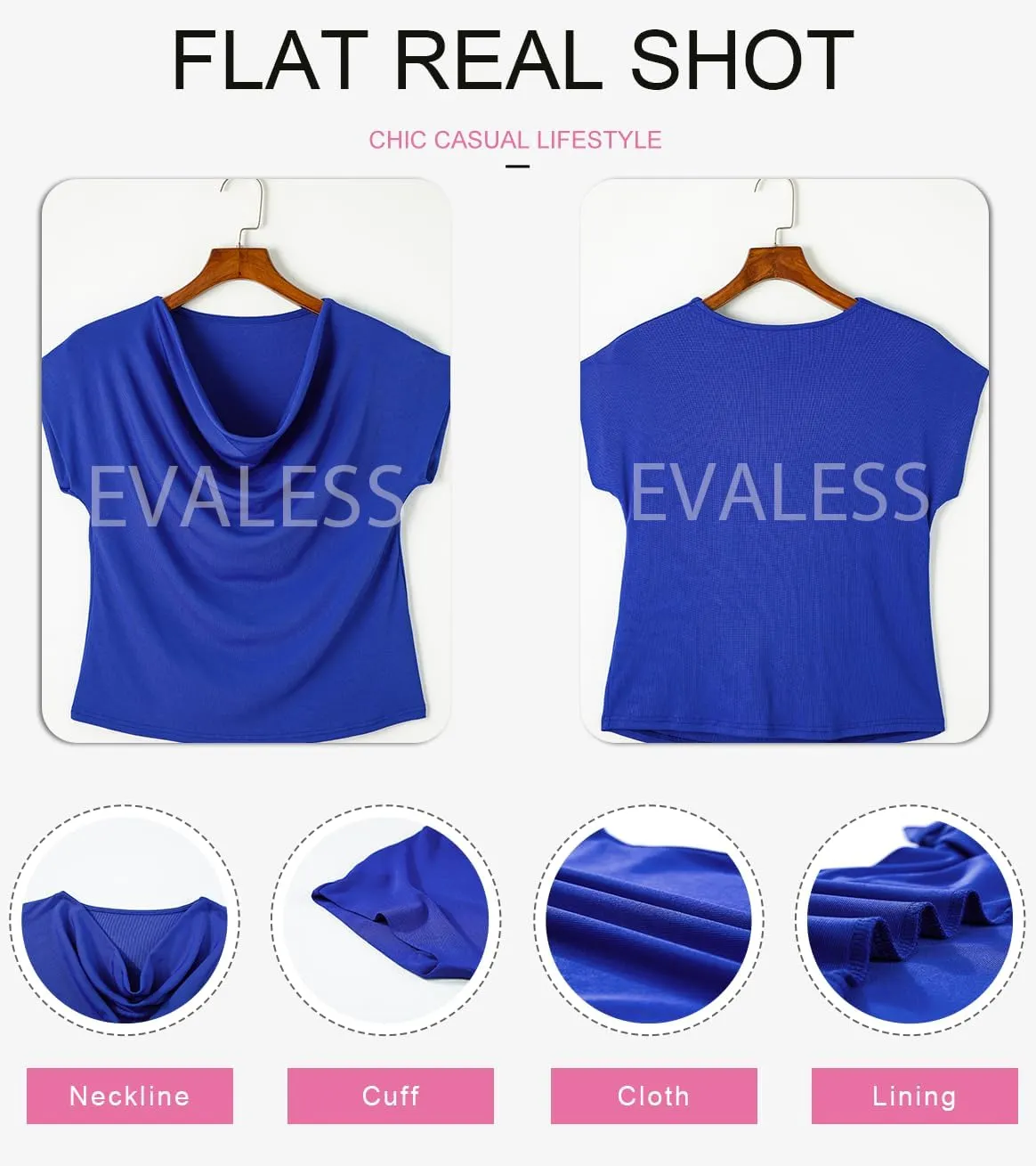 EVALESS Shirts for Women Fashion 2025 Cowl Neck Tops for Women Dressy Casual Short Sleeve Clothes Summer Outfits