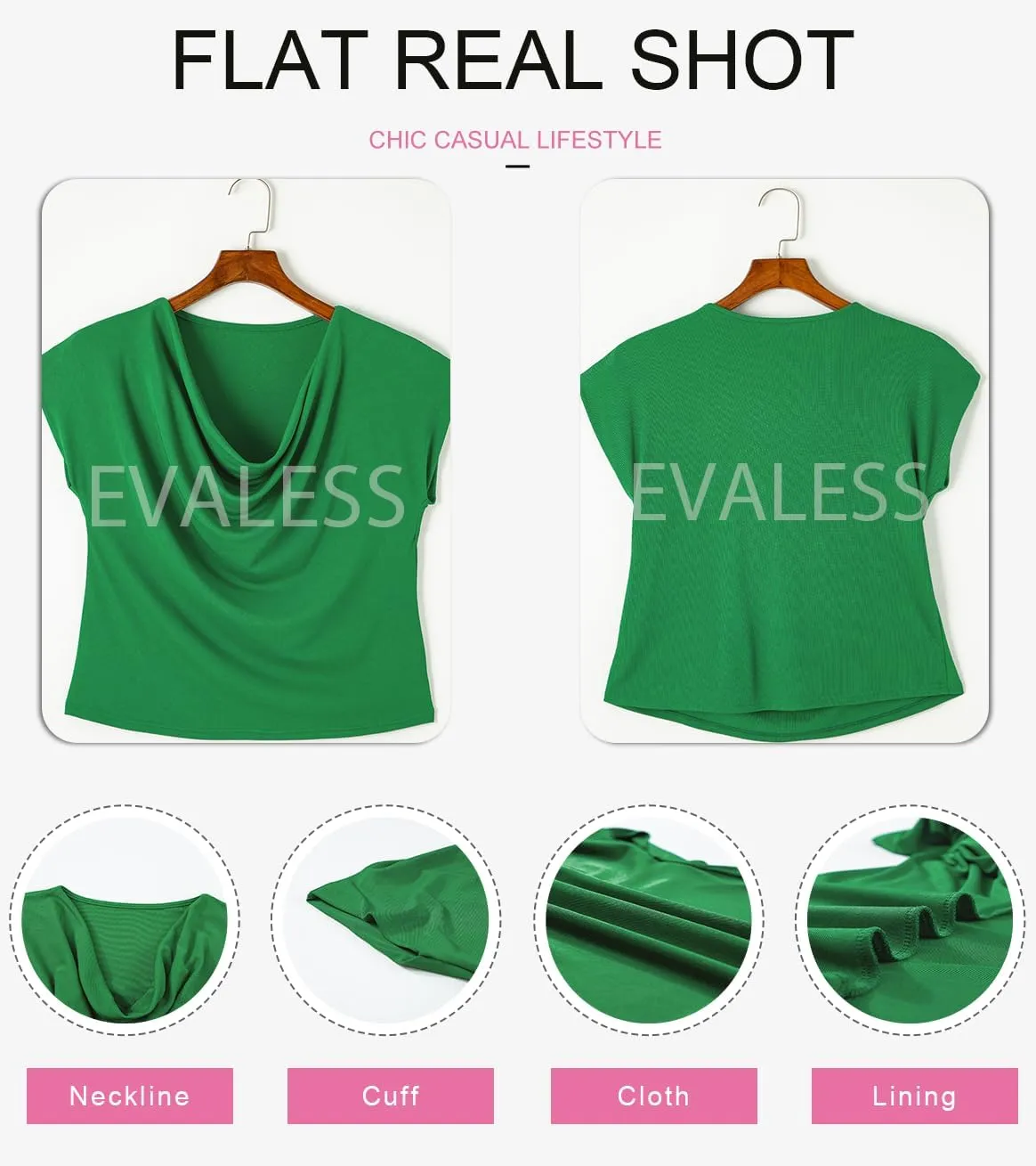 EVALESS Shirts for Women Fashion 2025 Cowl Neck Tops for Women Dressy Casual Short Sleeve Clothes Summer Outfits