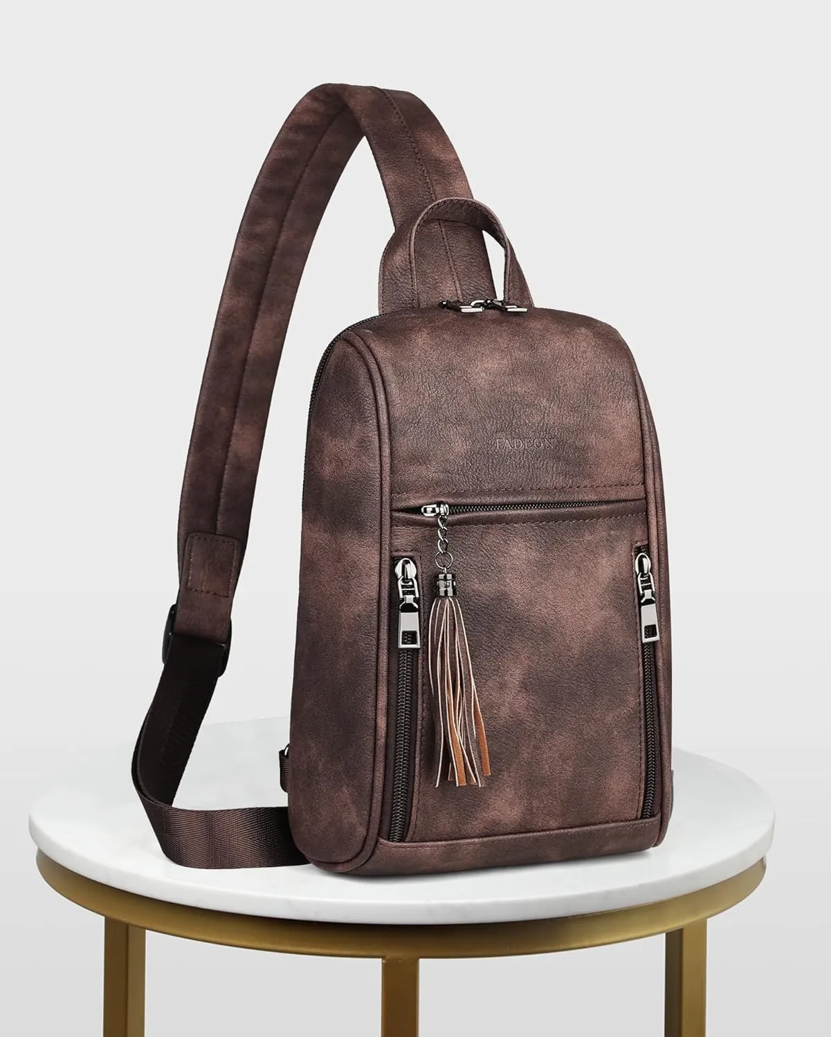 FADEON Sling Bag for Women Crossbody Purse Sling Bags, Designer Sling Purses Medium Travel Multi-Pocket Sling Backpack