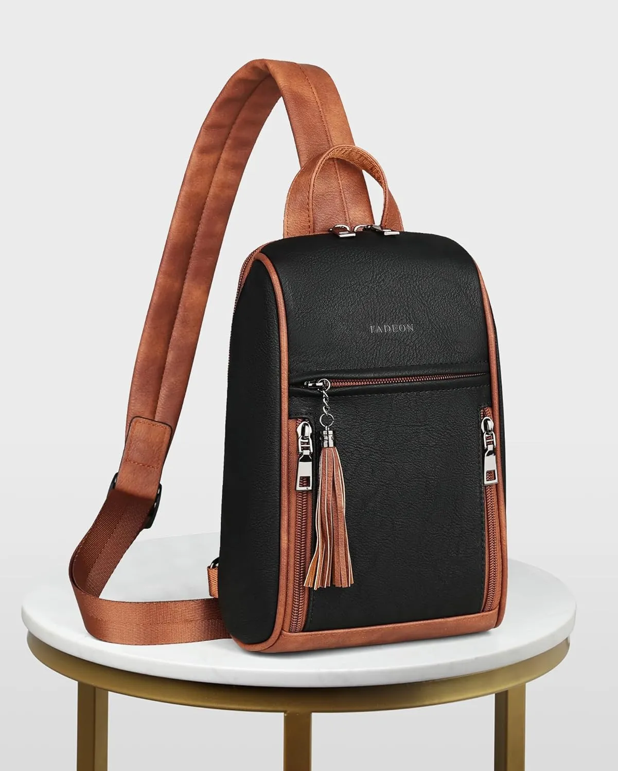 FADEON Sling Bag for Women Crossbody Purse Sling Bags, Designer Sling Purses Medium Travel Multi-Pocket Sling Backpack