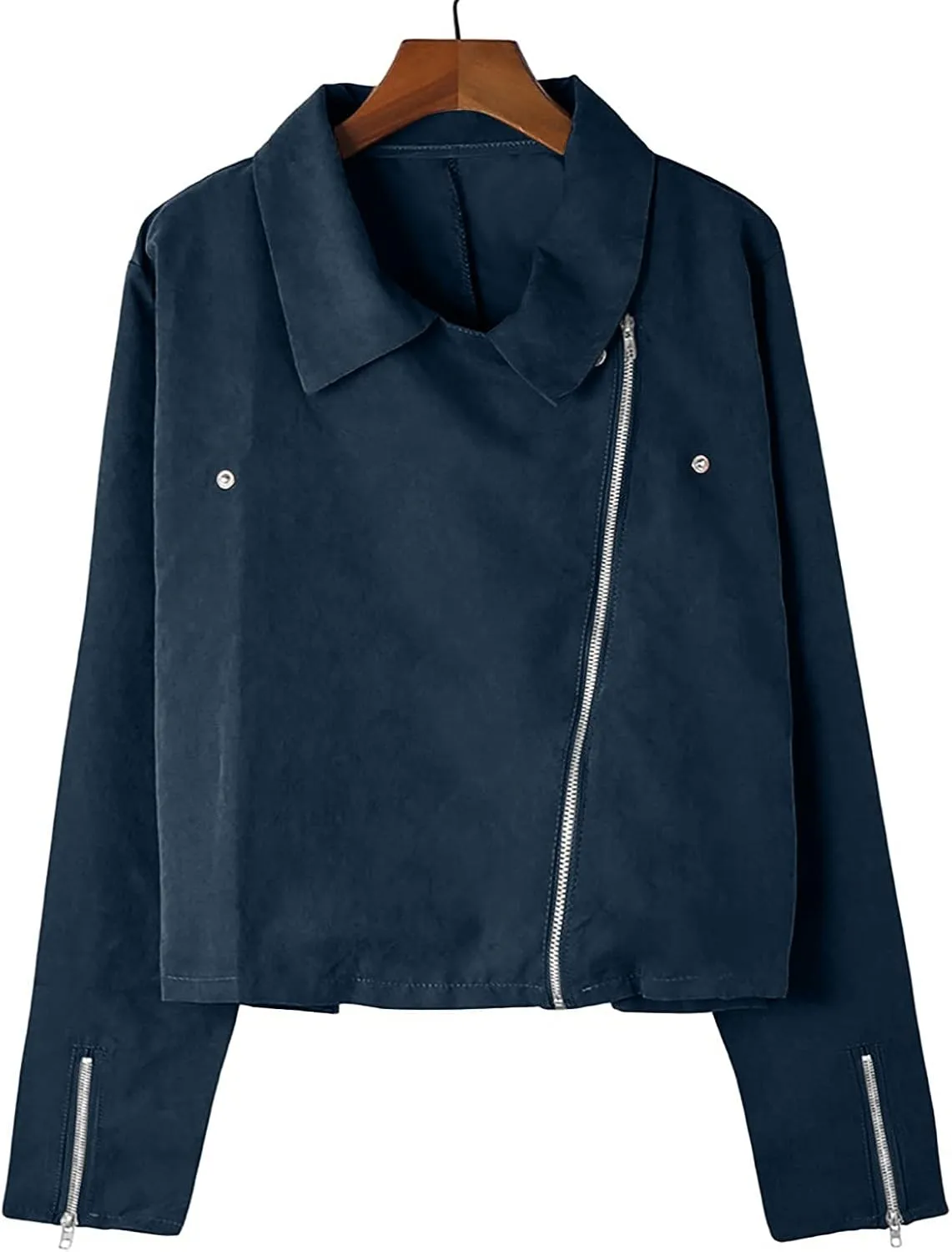 Faux Leather Jackets for Women 2023 Fall Fashion Suede Cropped Jacket Lightweight Zip Up Motorcycle Jacket Tops