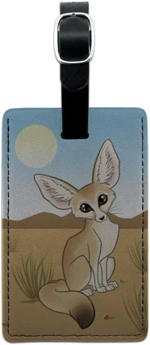 Fennec Fox Rectangle Leather Luggage Card Suitcase Carry-On ID Tag