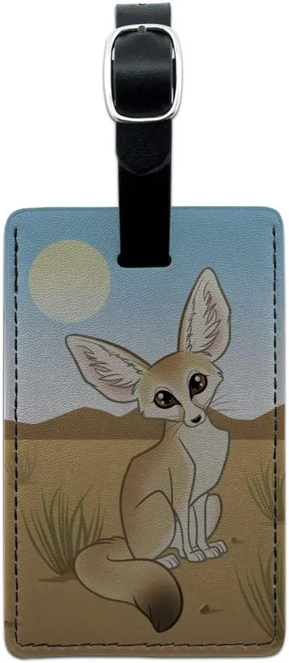 Fennec Fox Rectangle Leather Luggage Card Suitcase Carry-On ID Tag