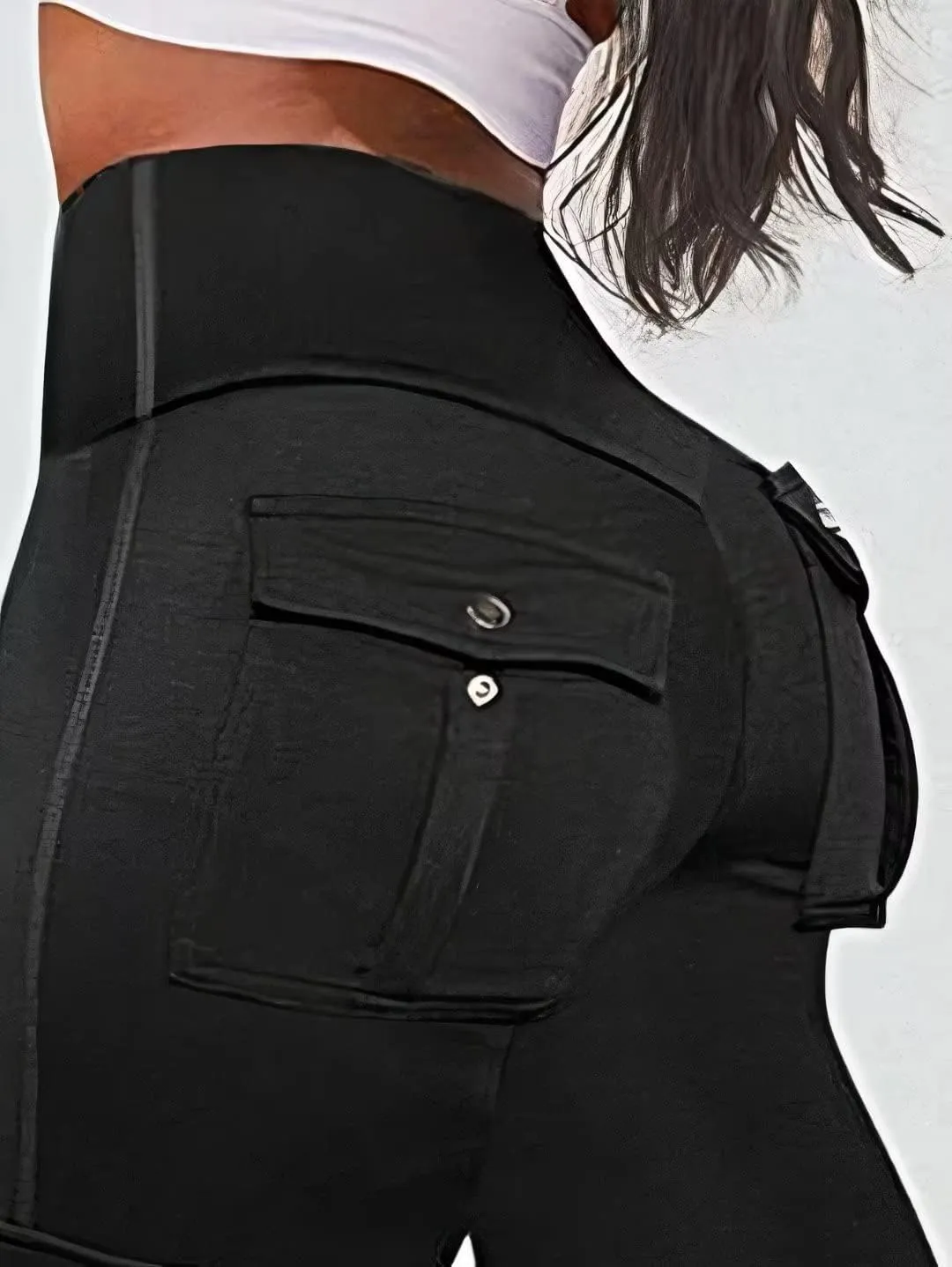 Flamingals Biker Shorts for Women High Waist Cargo Athletic Shorts Butt Lifting Workout Shorts Running Shorts