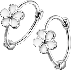 Flower Hoop Earrings for Women Minimalist Style Fashion Jewelry for Teens