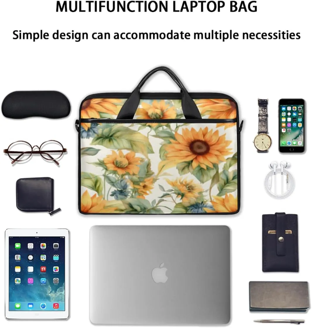 Flower Sunflower Laptop Shoulder Bag for Tablet Computer Notebook Sleeve Messenger Carrying Case Briefcase Tote