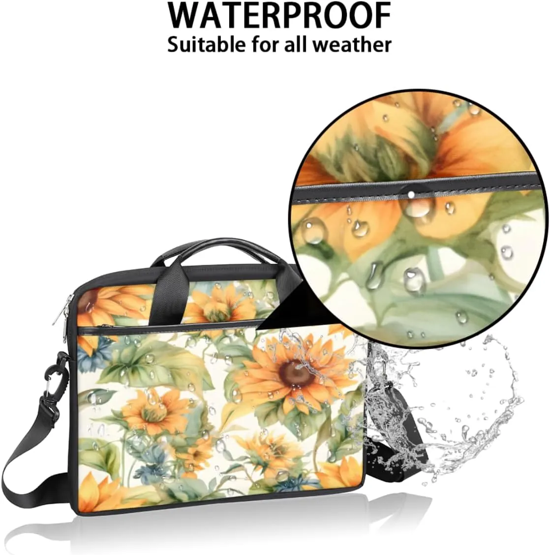 Flower Sunflower Laptop Shoulder Bag for Tablet Computer Notebook Sleeve Messenger Carrying Case Briefcase Tote