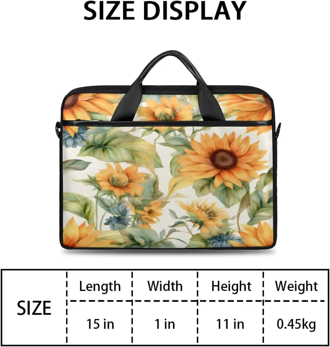 Flower Sunflower Laptop Shoulder Bag for Tablet Computer Notebook Sleeve Messenger Carrying Case Briefcase Tote