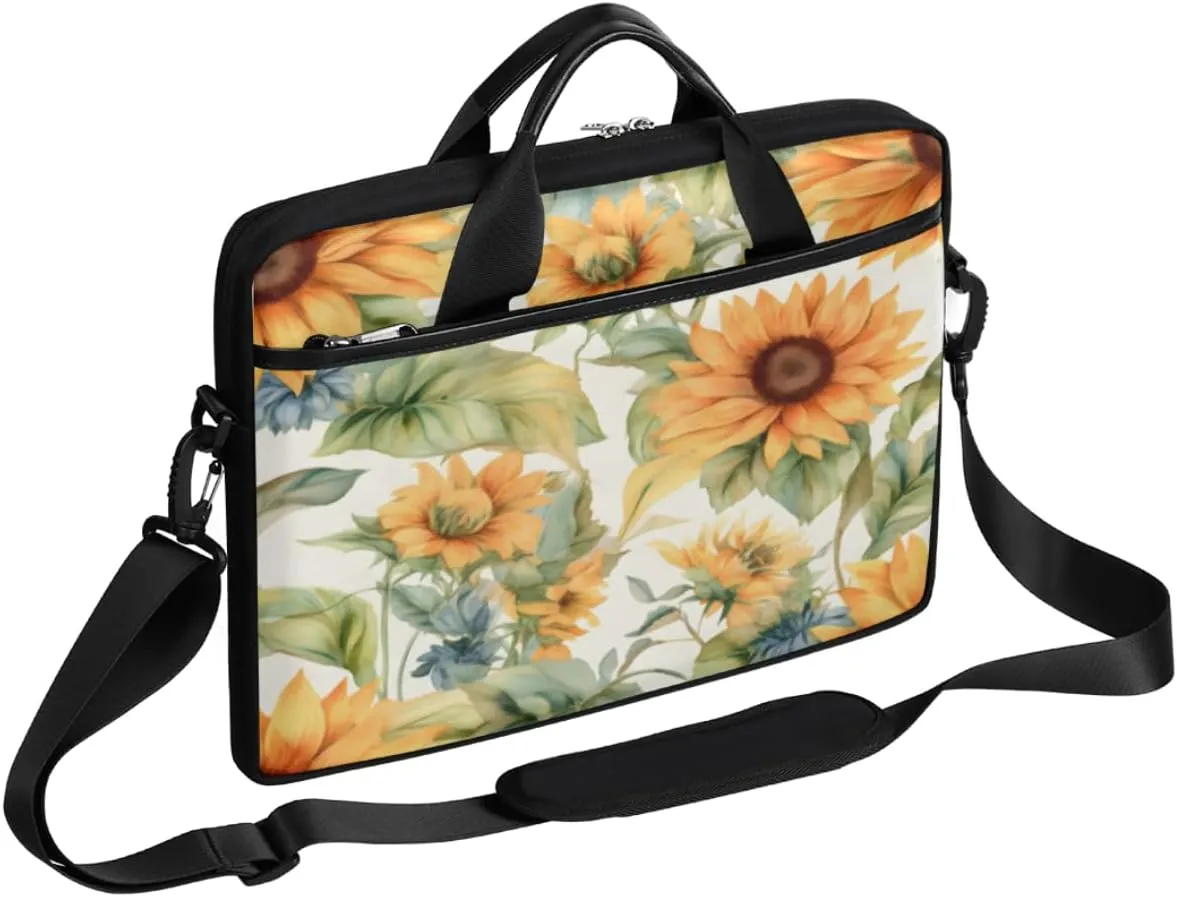 Flower Sunflower Laptop Shoulder Bag for Tablet Computer Notebook Sleeve Messenger Carrying Case Briefcase Tote