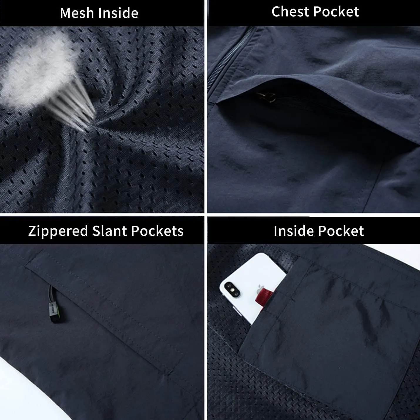 Flygo Men's Casual Lightweight Outdoor Work Safari Fishing Travel Photo Vest Multi Pockets