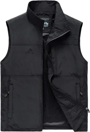 Flygo Men's Casual Lightweight Outdoor Work Safari Fishing Travel Photo Vest Multi Pockets