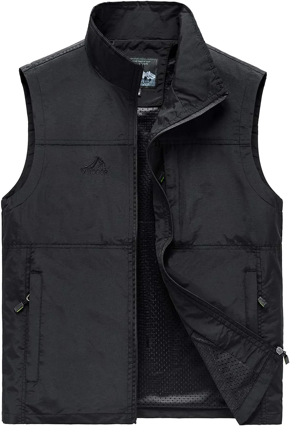 Flygo Men's Casual Lightweight Outdoor Work Safari Fishing Travel Photo Vest Multi Pockets