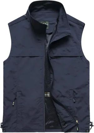 Flygo Men's Casual Lightweight Outdoor Work Safari Fishing Travel Photo Vest Multi Pockets