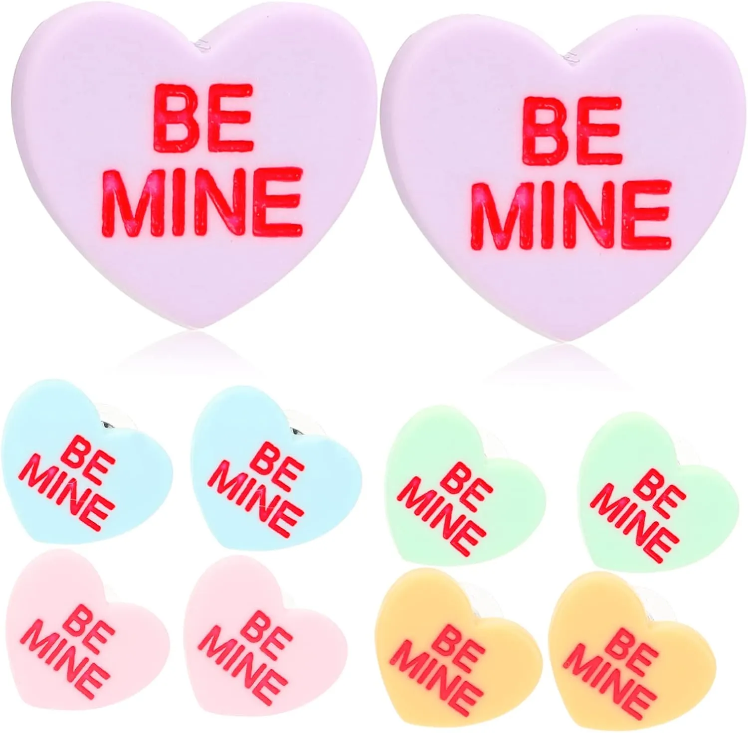 FRCOLOR 5Pairs Women Heart Ear Studs Minimalist Earrings Lightweight and Comfortable Fashion Jewelry Birthdays and Special Occasions