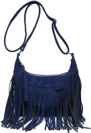 Fringe Handbags for Women Vintage Suede Hobo Purse Shoulder Crossbody Bohemian Messenger Bags Zip Satchel