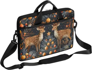 Fun Christmas Reindeer Laptop Shoulder Bag Tablet Computer Notebook Sleeve Messenger Bags Carrying Case with Strap Briefcase Tote for 14 15 in Laptops