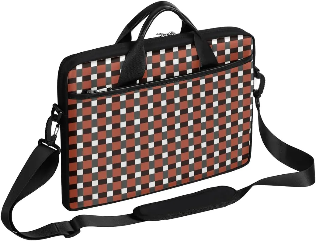 Funny Grid Pattern Laptop Shoulder Bag Tablet Computer Notebook Sleeve Messenger Bags Carrying Case with Strap Briefcase Tote for 14 15 in Laptops