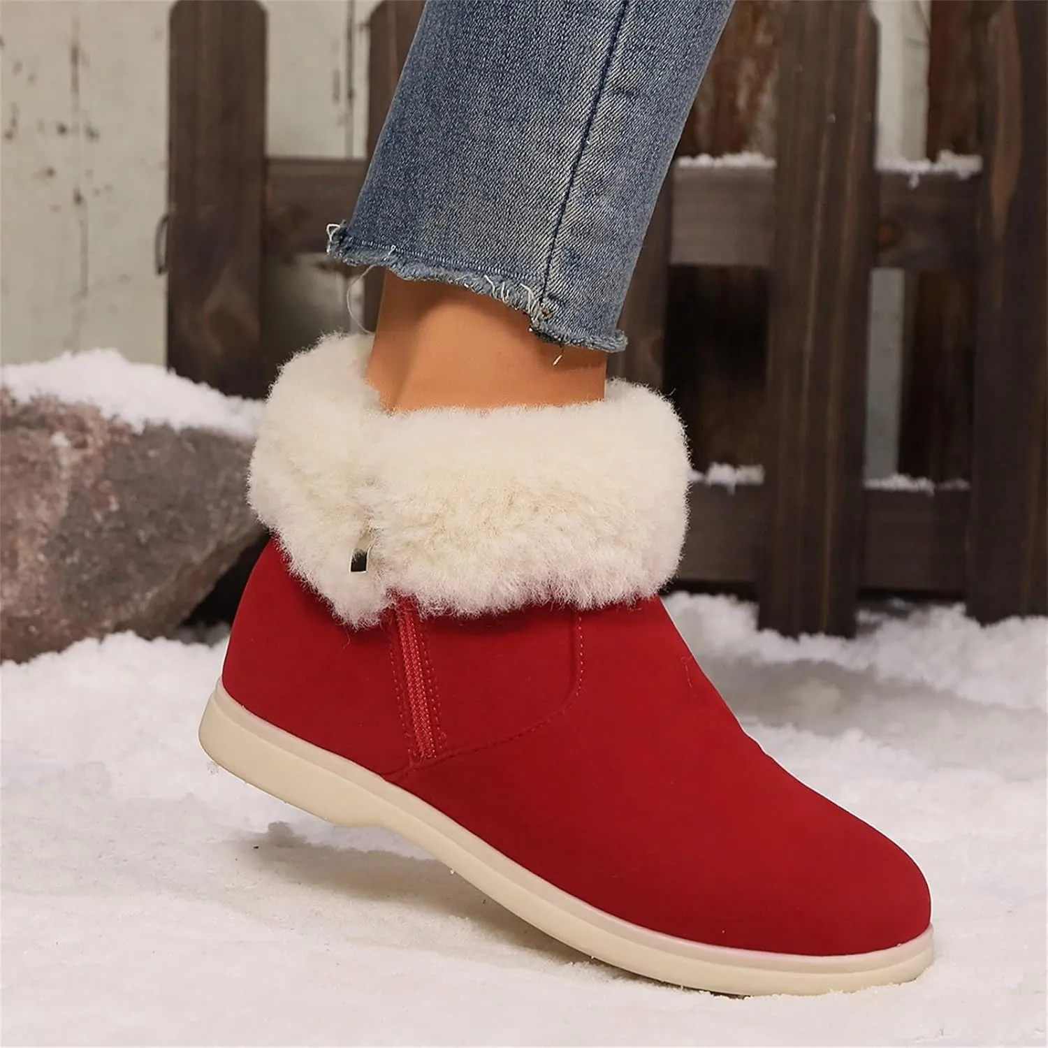 Furry Snow Boots for Women Zapatos Para Invierno Mujer Botas De Invierno Womens Duck Boots Winter Boots for Women Fashion Size 12