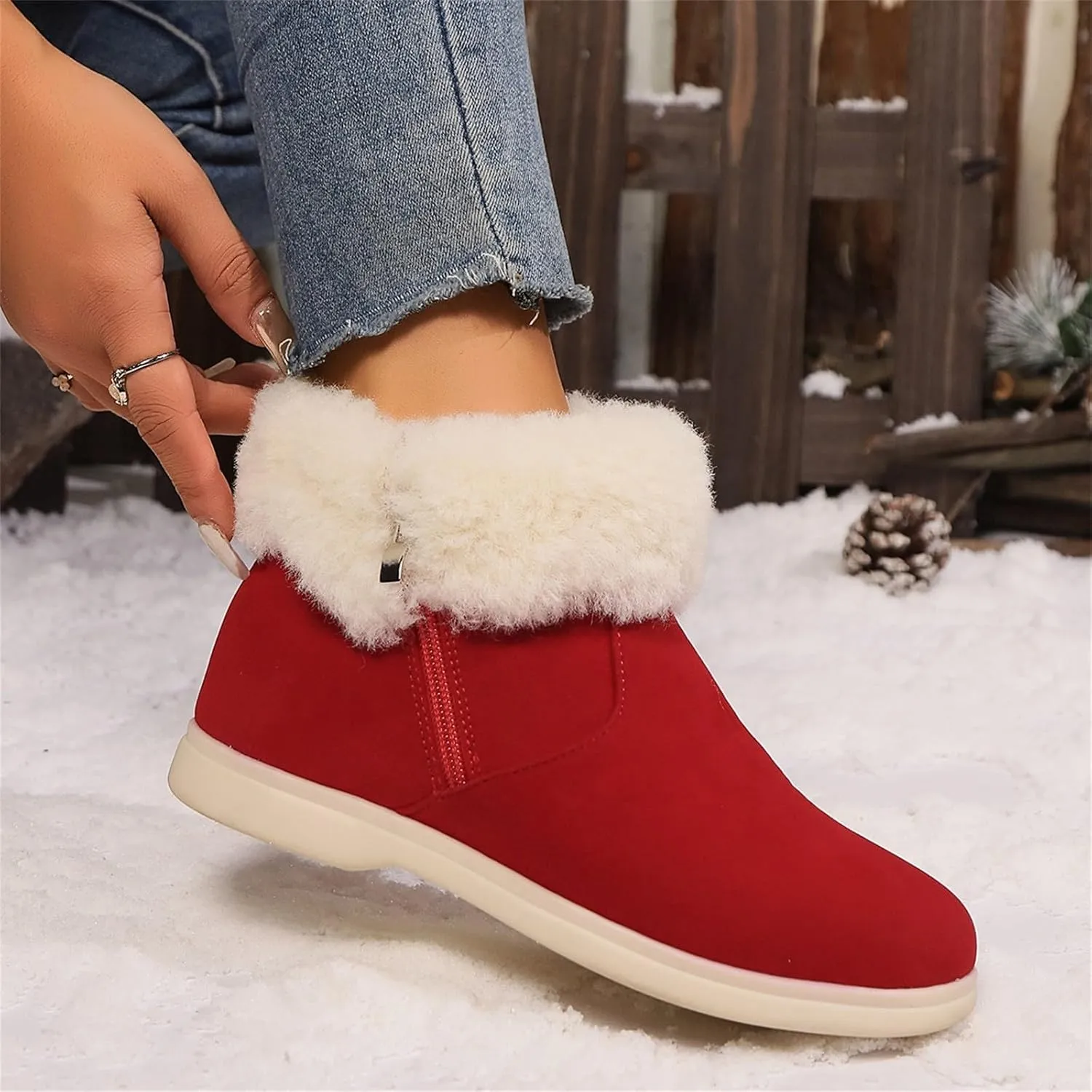 Furry Snow Boots for Women Zapatos Para Invierno Mujer Botas De Invierno Womens Duck Boots Winter Boots for Women Fashion Size 12