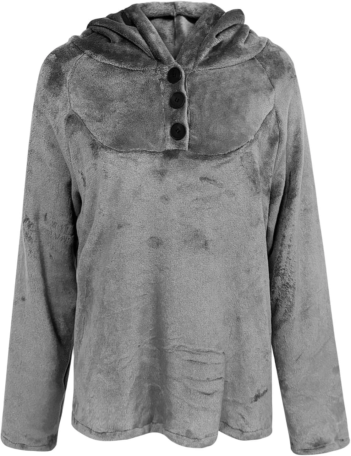 Fuzzy Fleece Hoodie for Women Oversized Sherpa Pullover Sweatshirt Thermal Sweater Winter Outerwear Fluffy Teddy Coat