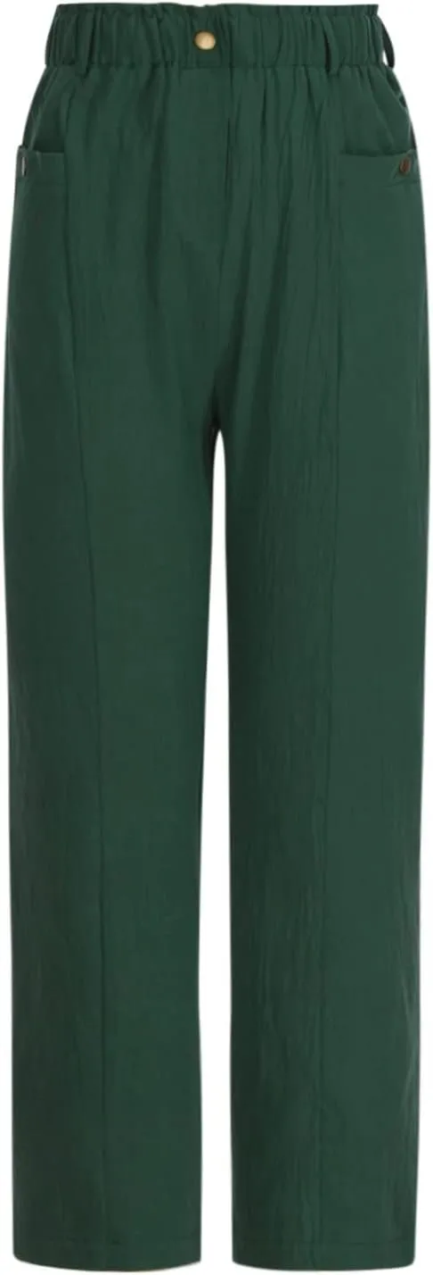 FZYLQY Casual Linen Pants Women, Womens Linen Trousers Lightweight Pants with Pockets Comfy Summer Pants Cotton Linen Pants