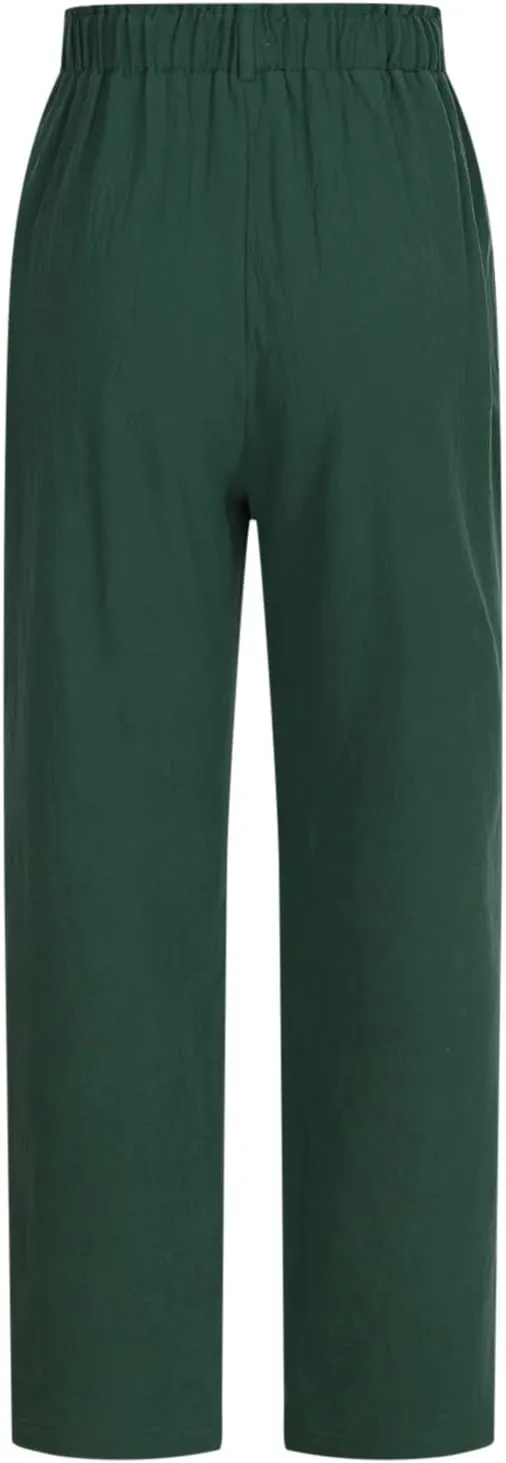 FZYLQY Casual Linen Pants Women, Womens Linen Trousers Lightweight Pants with Pockets Comfy Summer Pants Cotton Linen Pants