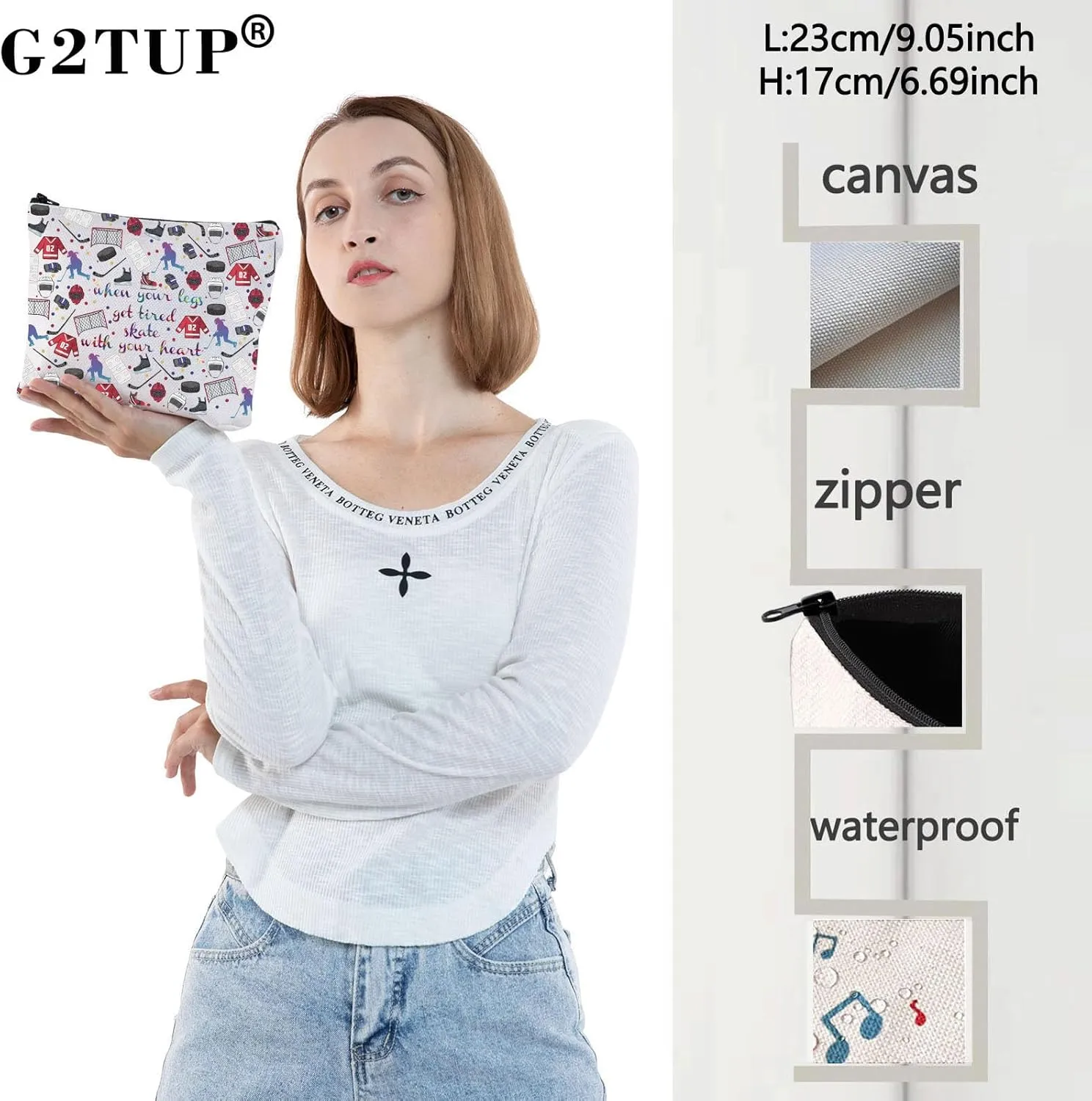G2TUP Ice Hockey Cosmetic Bag Hockey Player Makeup Case Gift For Girls When Your Legs Get Tired Skate With Your Heart