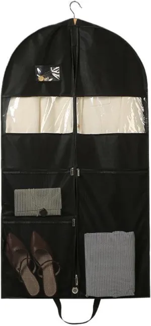 Garment Bags for Hanging Clothes for Storage and Travel, Suit Cover Bags, Non-Woven for Suits Coat, Jacket, Sweater, Shirts, Black(60x10x130cm/24x4x51in)