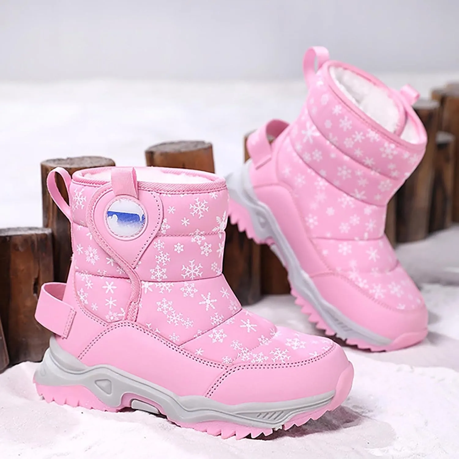 Girls Boys Snow Boots Outdoor Warm Comfortable Non Slip Mid Calf Padded Small Big Kids Winter Shoes Girls Boots Size 13