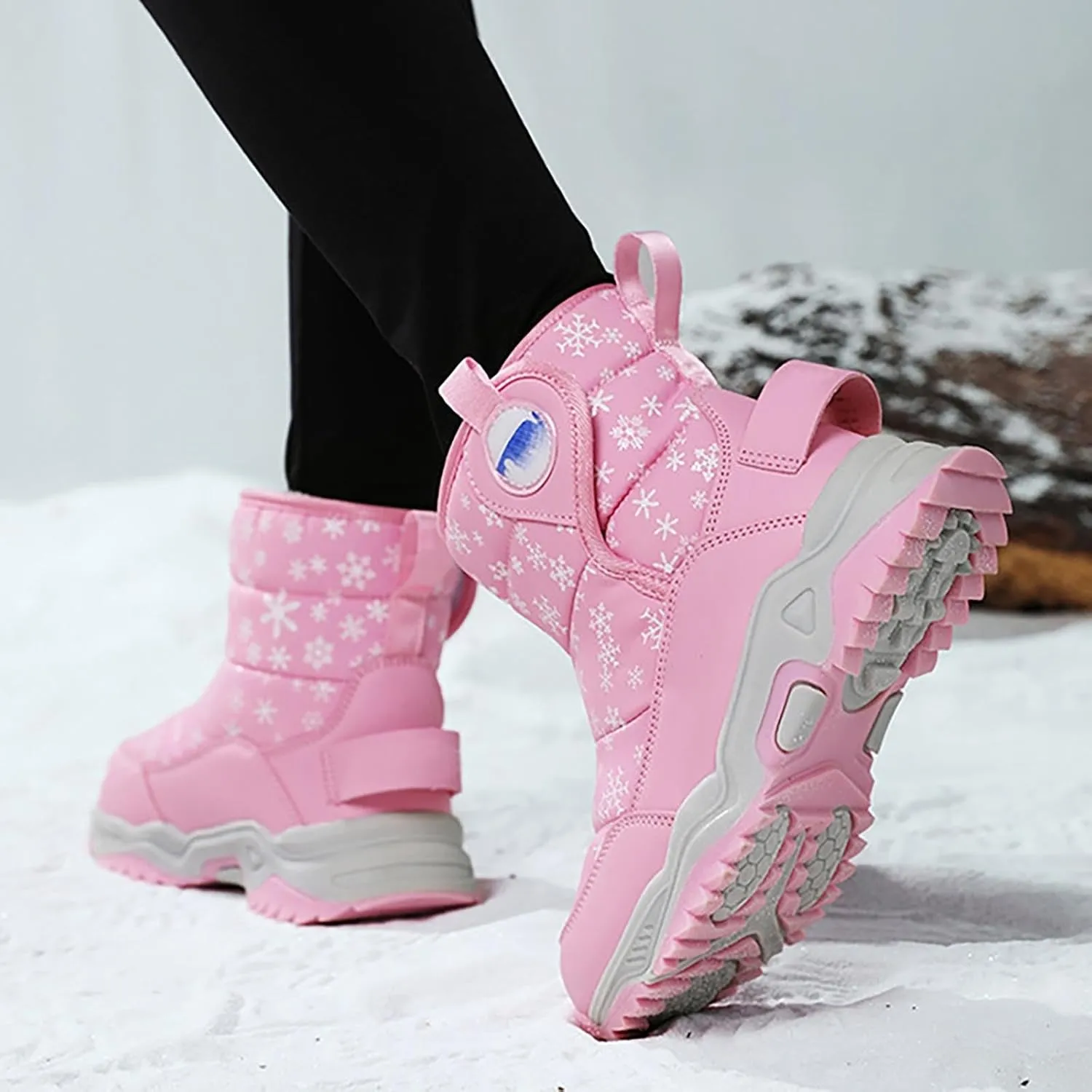 Girls Boys Snow Boots Outdoor Warm Comfortable Non Slip Mid Calf Padded Small Big Kids Winter Shoes Girls Boots Size 13