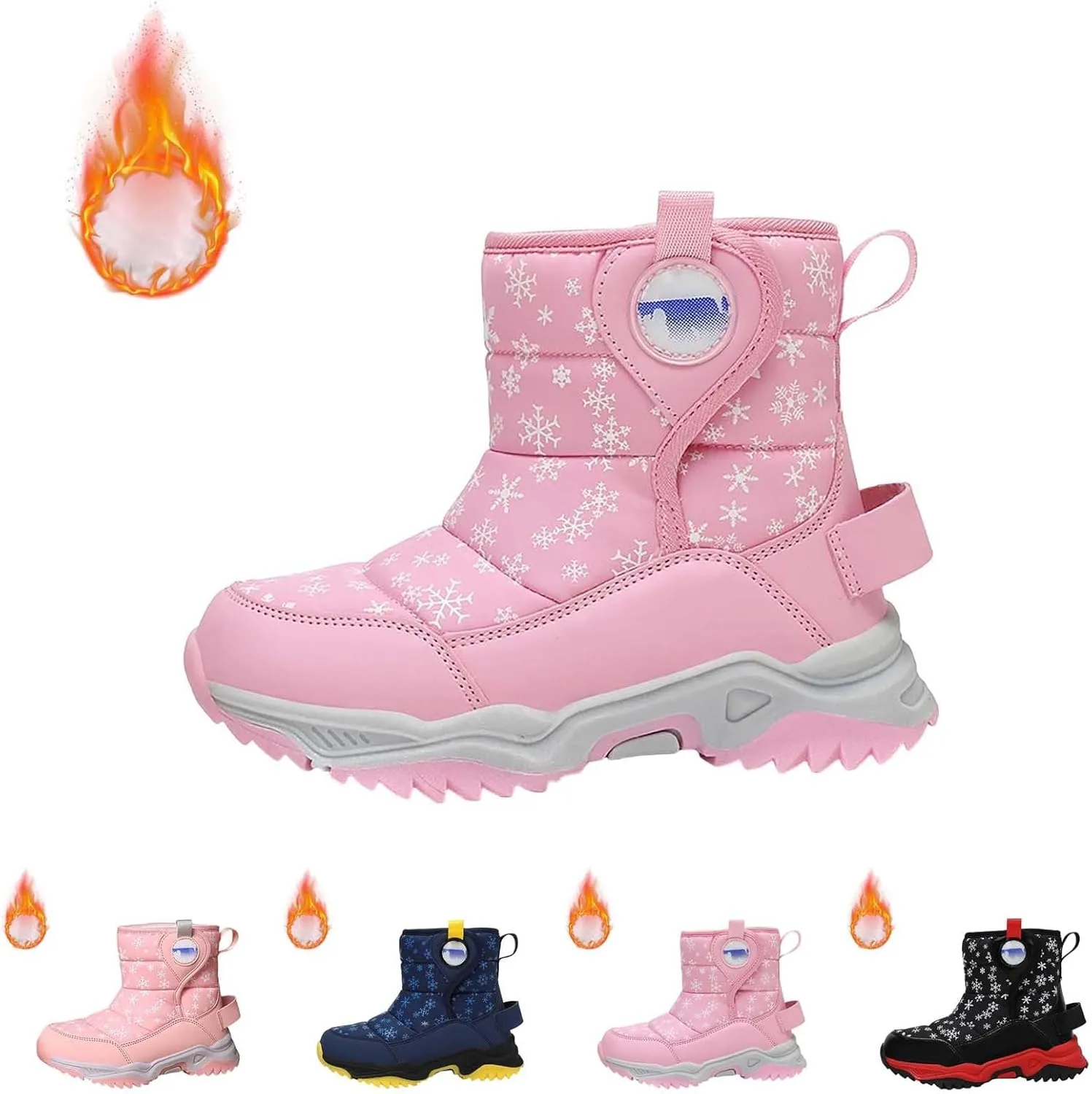 Girls Boys Snow Boots Outdoor Warm Comfortable Non Slip Mid Calf Padded Small Big Kids Winter Shoes Girls Boots Size 13