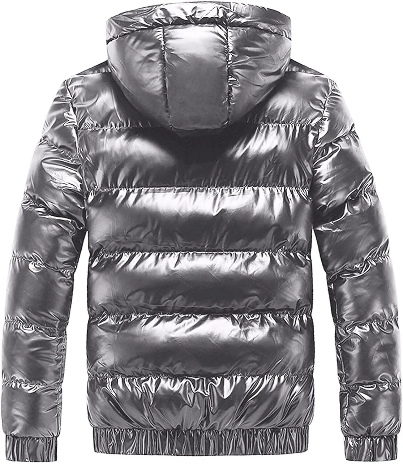 Glossy Puffer Jacket Men Quilted Insulated Jacket Zip up Padded Coat Warm Down Jacket Casual Winter Jacket Outwear