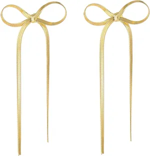 Gold Bow Earrings for Women Silver Bow Stud Earrings Cute Ribbon Earrings Hypoallergenic Bow Knot Earrings Trendy Drop Dangle Earrings Statement Jewelry Wedding Birthday Gifts7