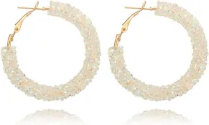 Gold Hoop Earrings for Women,925 Sterling Silver Post Hoop Earrings With Cubic Zirconia Jewelry for Her Mother Girlfriend
