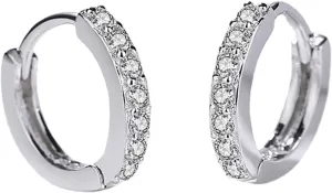 Gold Small Hoop Earrings for Women,Sterling Silver Post Cubic Zirconia Huggie Stud Trendy Jewelry Accessories Gift for Ladies