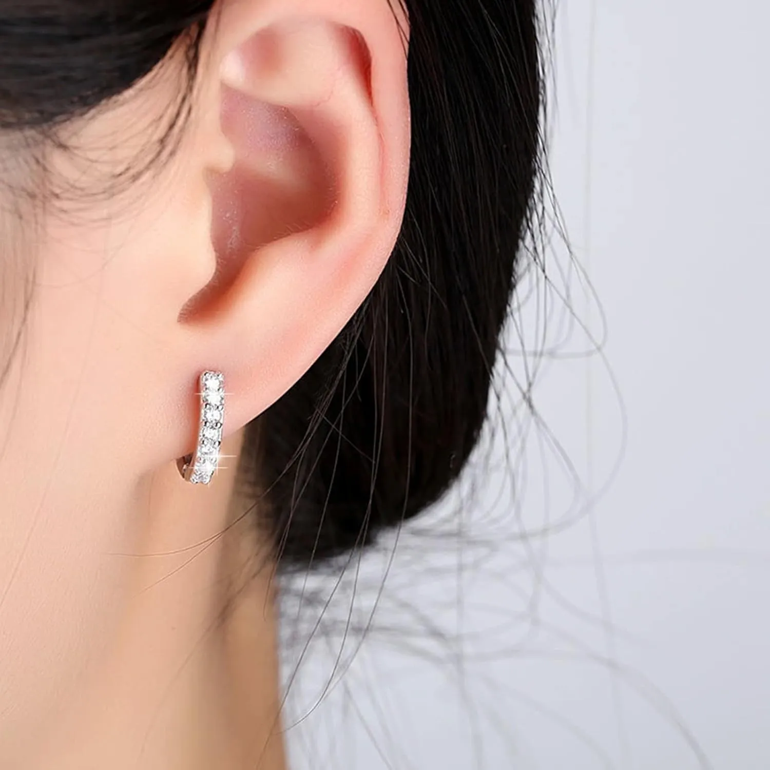 Gold Small Hoop Earrings for Women,Sterling Silver Post Cubic Zirconia Huggie Stud Trendy Jewelry Accessories Gift for Ladies