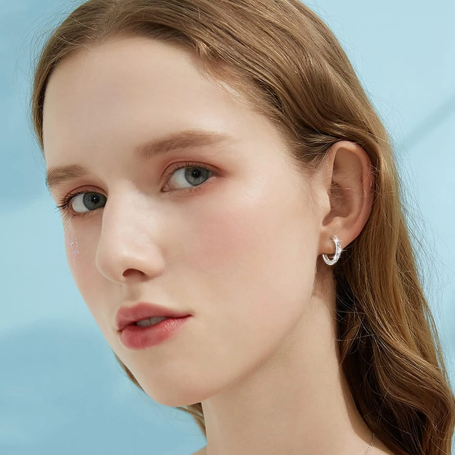 Gold Small Hoop Earrings for Women,Sterling Silver Post Cubic Zirconia Huggie Stud Trendy Jewelry Accessories Gift for Ladies