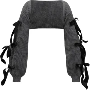 GORGLITTER Women's Cute Bow Bolero Shrugs for Dresses Y2k Lightweight Open Front Cardigan Sweaters Fall Crop Knit Tops
