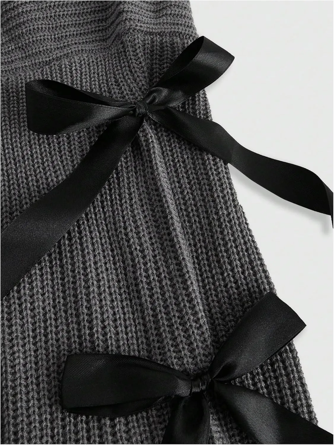 GORGLITTER Women's Cute Bow Bolero Shrugs for Dresses Y2k Lightweight Open Front Cardigan Sweaters Fall Crop Knit Tops