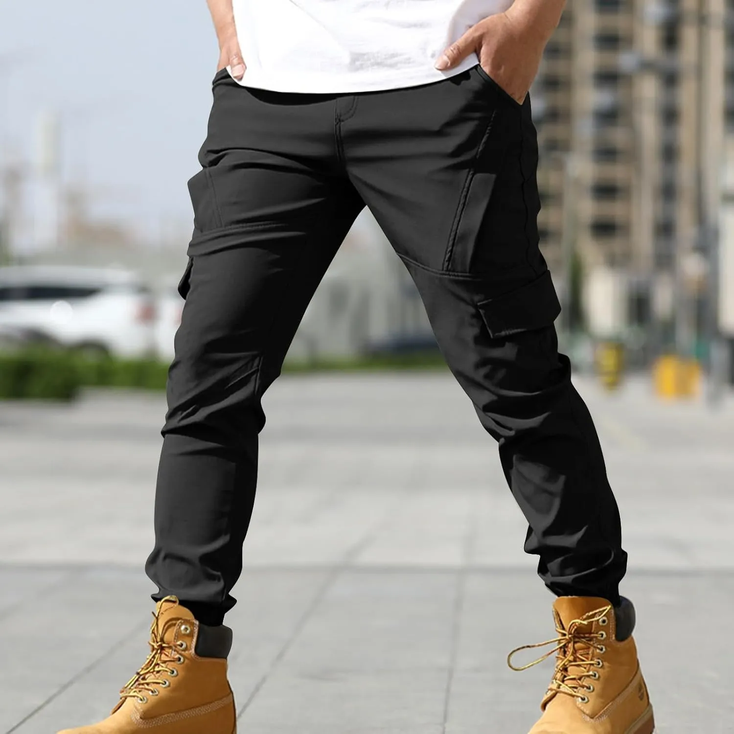 Hiking Pants Men Camo Mens Cargo Pants Outdoor Slim Fit Lightweight Joggers Work Pants Multi-Pocket Military Pants