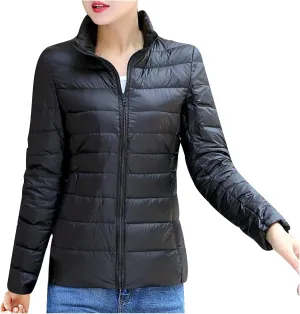 hlysgo Women's Slim-Fit Quilted Puffer Jacket Lightweight Padded Warm Winter Casual Down Coat Zip Jackets