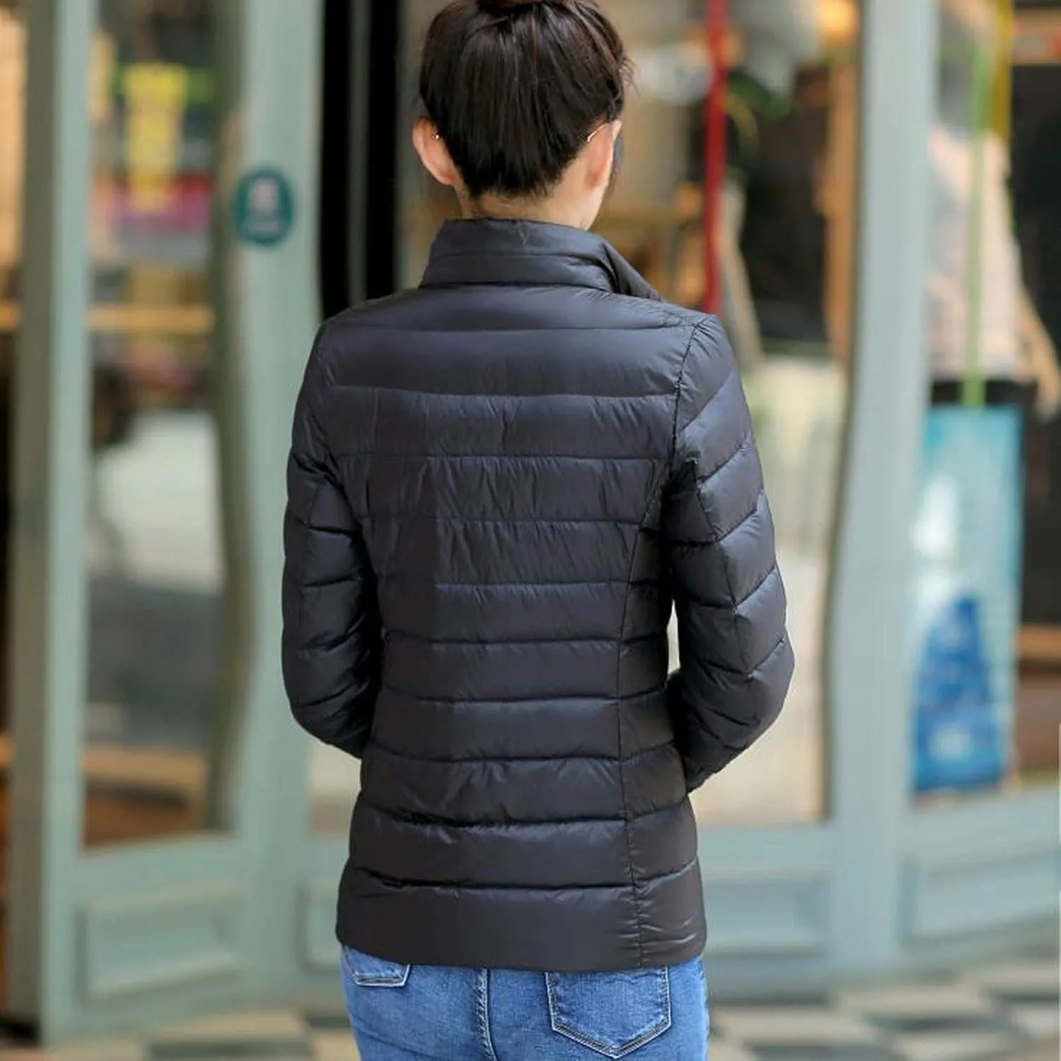 hlysgo Women's Slim-Fit Quilted Puffer Jacket Lightweight Padded Warm Winter Casual Down Coat Zip Jackets