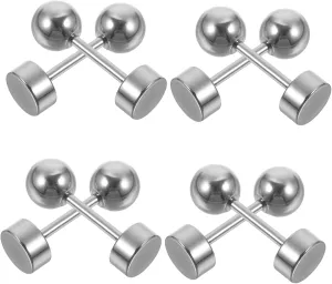 Homoyoyo 8pcs Women's Stainless Steel Hoop Earrings Piercing Studs Minimalist Metal Ear Jewelry for Women