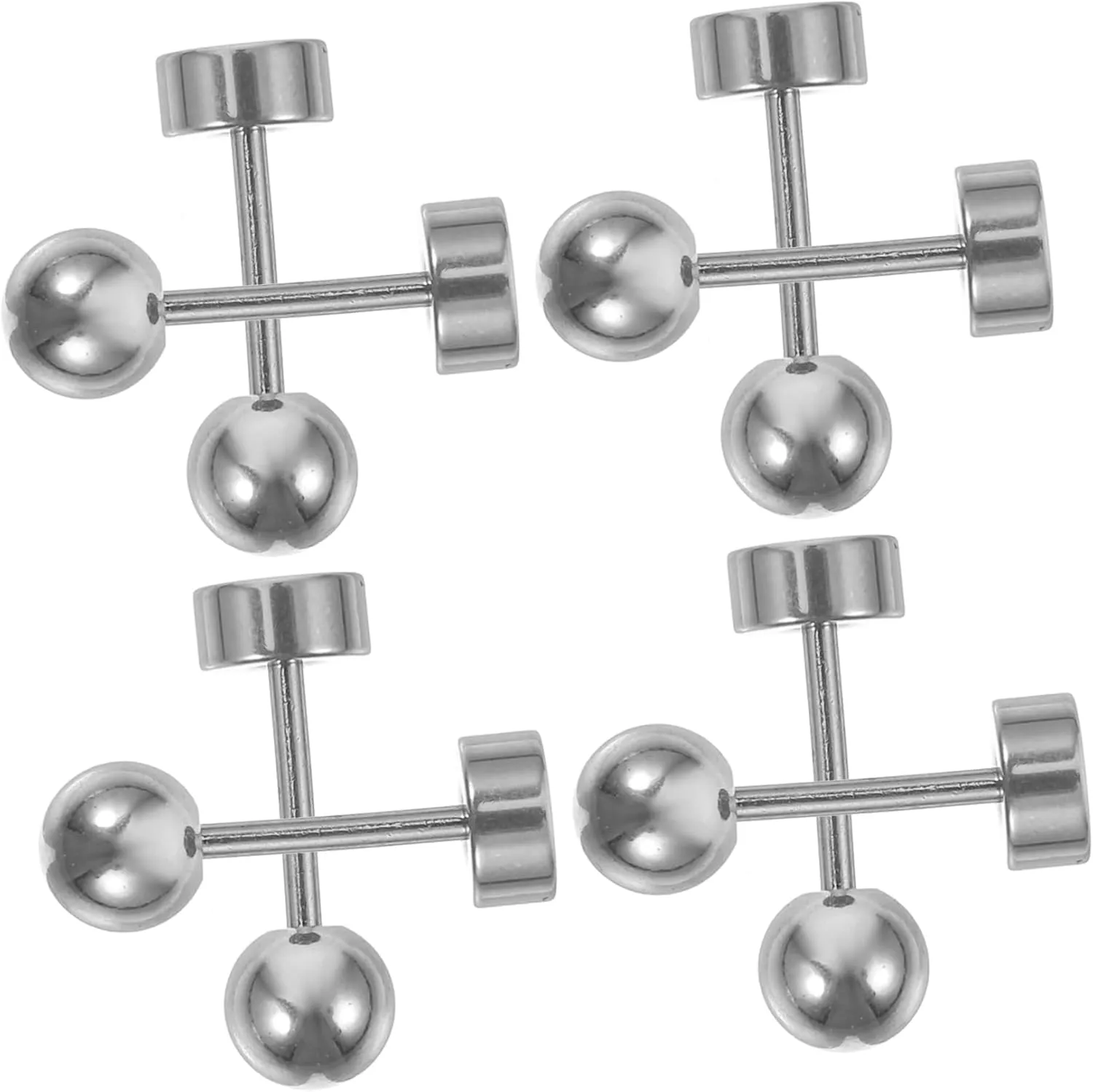 Homoyoyo Studs Earrings for Women 8 Pack Minimalist Ball Earring Studs Flat Back in Stainless Steel