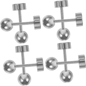 Homoyoyo Studs Earrings for Women 8 Pack Minimalist Ball Earring Studs Flat Back in Stainless Steel