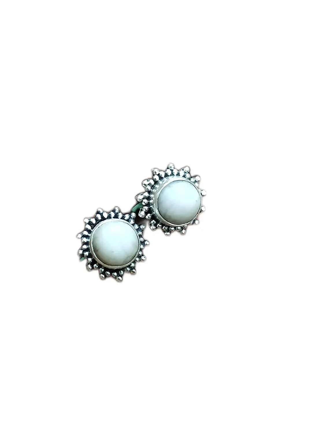 Howlite Studs Earrings, White Buffalo Jewelry, Minimalist Studs, Marble Gemstone Earrings, White Turquoise Posts Studs, Sterling Silver Studs, Southwestern Studs, Promise Jewelry, Gift For Her/Him