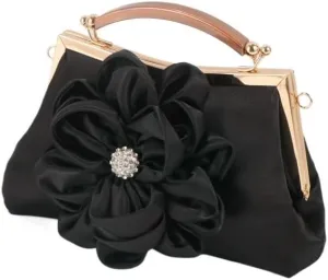 HUFFA Banquet Bag Wedding Bridesmaid Dress Bag Lock Cheongsam Clutch Bag Retro Flower Evening Bag (Color : Black)